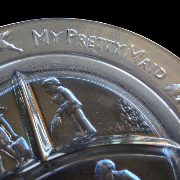 Vintage Nursery Rhyme Childs Plate See-Saw Margery Daw Design Collectible Blue - Picture 4 of 10